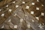 Ковер из меха альпаки коричнево-белый с узором "многогранник" 2,10 х 1,90 м