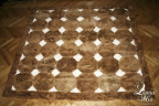 Ковер из меха альпаки коричнево-белый с узором "многогранник" 2,10 х 1,90 м